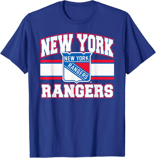 New York Rangers Stripe Black Officially Licensed T-Shirt - T-Shirt | Royal