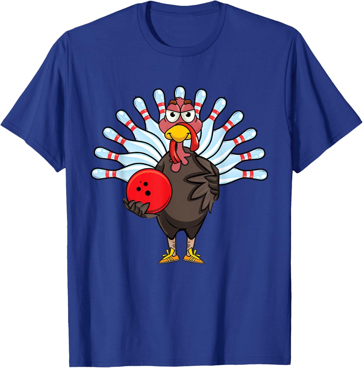 Thanksgiving Turkey Bowling Pin Matching Team Gift T-Shirt - T-Shirt | Royal