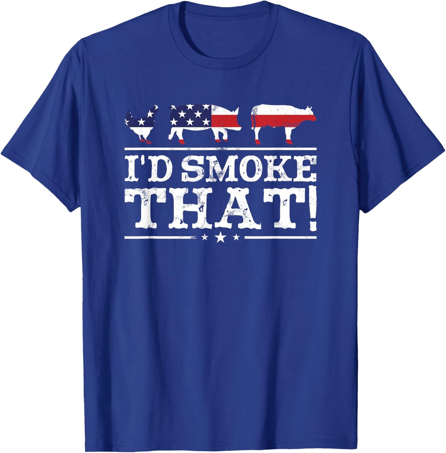 Funny BBQ Shirt I'd Smoke That Meat Pitmaster Grill Gift T-Shirt - T-Shirt | Royal