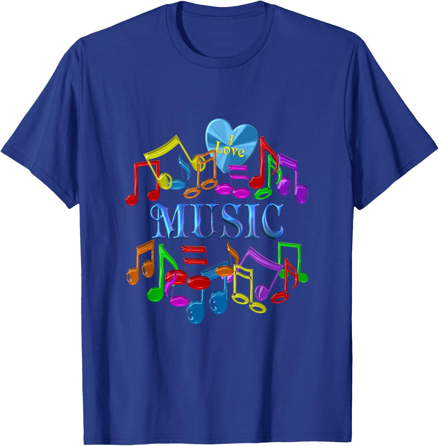 Colorful I Love Music T-Shirt - T-Shirt | Royal