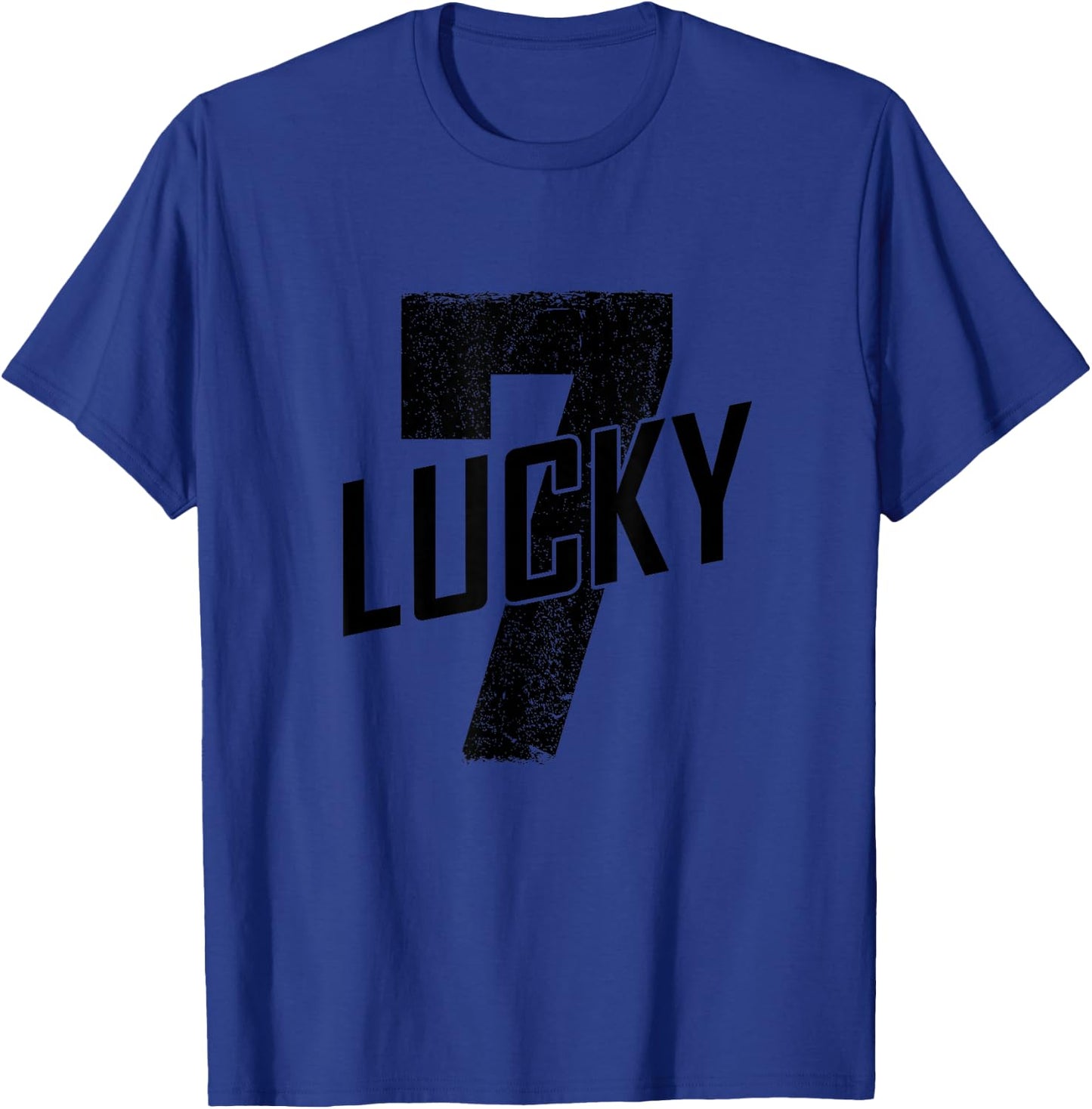 Lucky Seven Distressed in Black Lucky Number 7 T-Shirt - T-Shirt | Royal