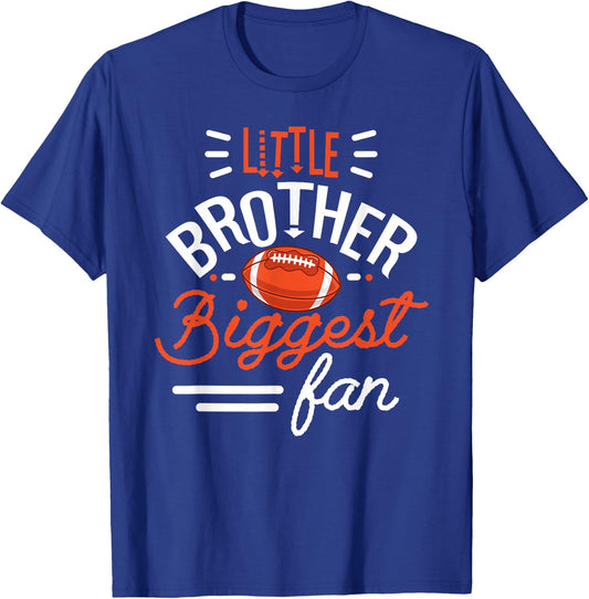 Little Brother Biggest Fan Football, Football T-Shirt - T-Shirt | Royal