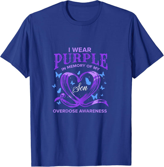 I Wear Purple For My Son Overdose Awareness T-Shirt - T-Shirt | Royal