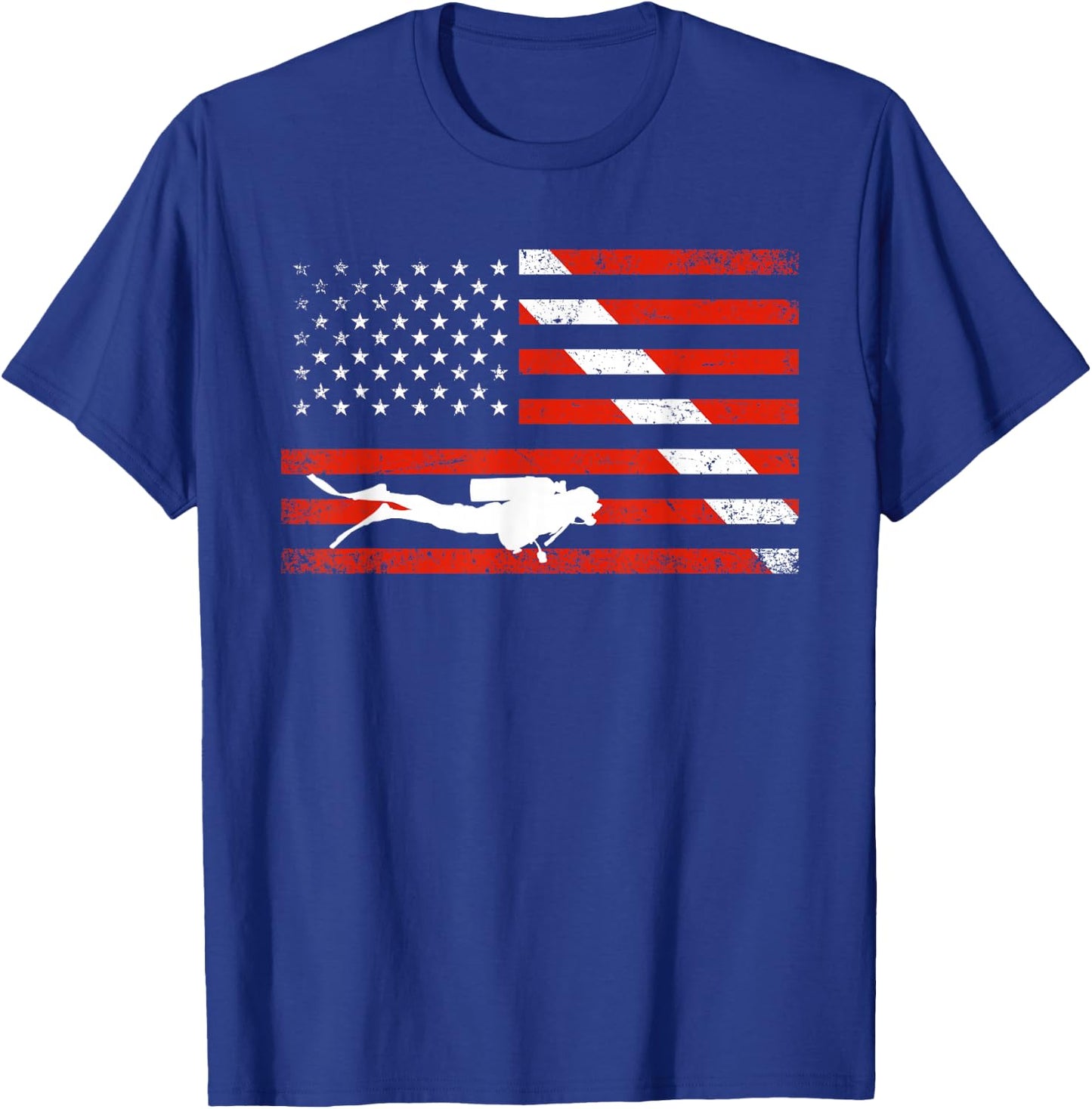 Diver Down Dive Flag Scuba Diving American Flag T-Shirt - T-Shirt | Royal