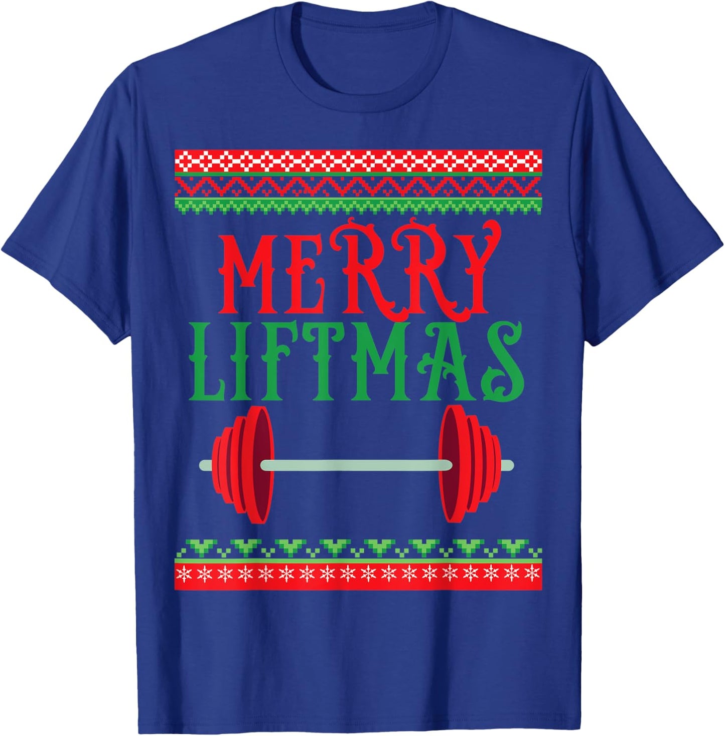 Awesome Merry Liftmas Weightlifting Christmas T-Shirt - T-Shirt | Royal