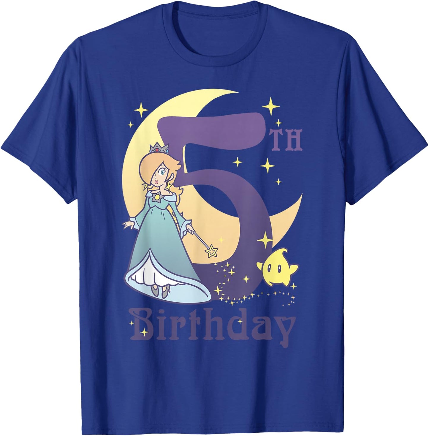 Super Mario Rosalina And Luma 5th Birthday Moon Portrait T-Shirt - T-Shirt | Royal