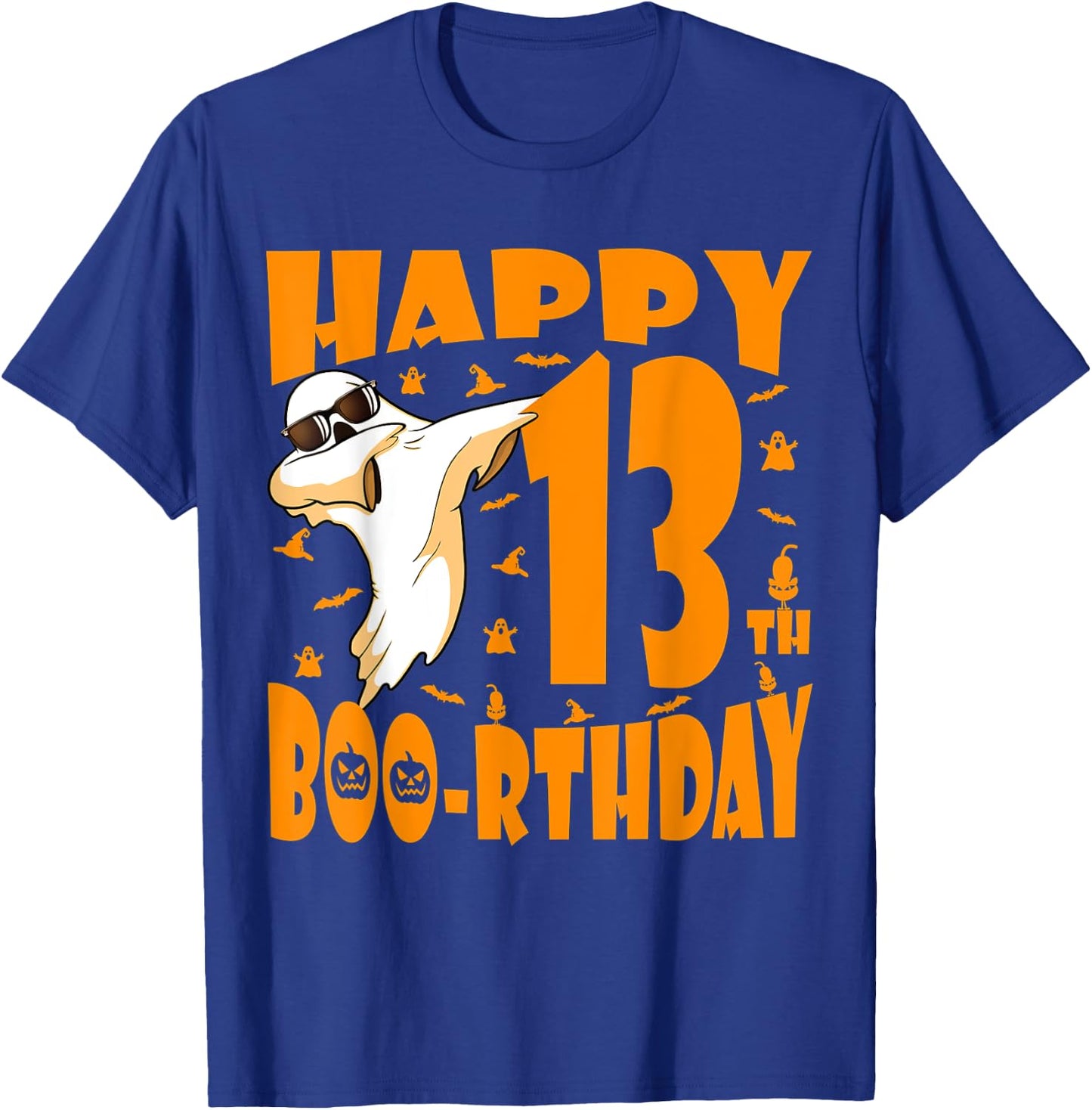 Dabbing Ghost Happy Birthday 13th Happy Boo-rthday Pumpkin T-Shirt - T-Shirt | Royal