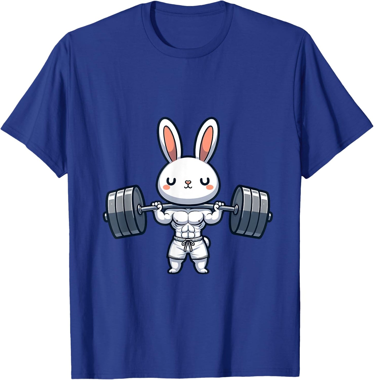 Cute Kawaii Muscular Rabbit Weightlifting Funny T-Shirt - T-Shirt | Royal
