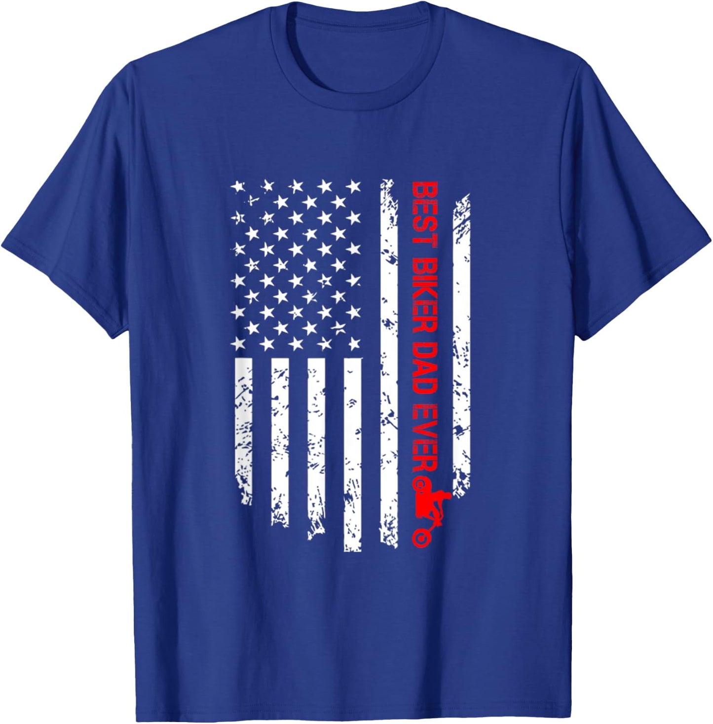 Best Biker Dad Ever American Flag Cool T-Shirt - T-Shirt | Royal