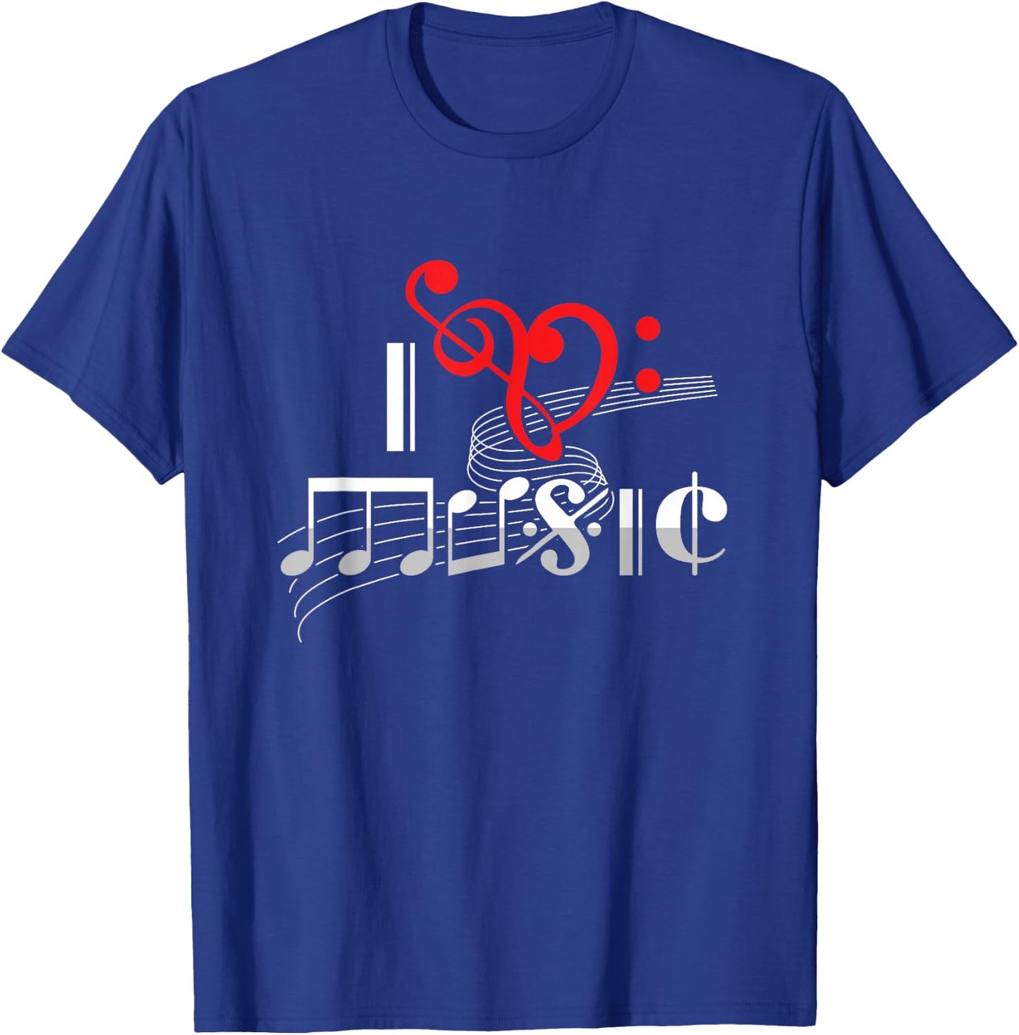 Music Lover Musician Instrumentalist I Love Music T-Shirt - T-Shirt | Royal