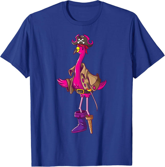 Pirate Pink Flamingo Halloween Party Girls Shirt Jolly Roger T-Shirt - T-Shirt | Royal