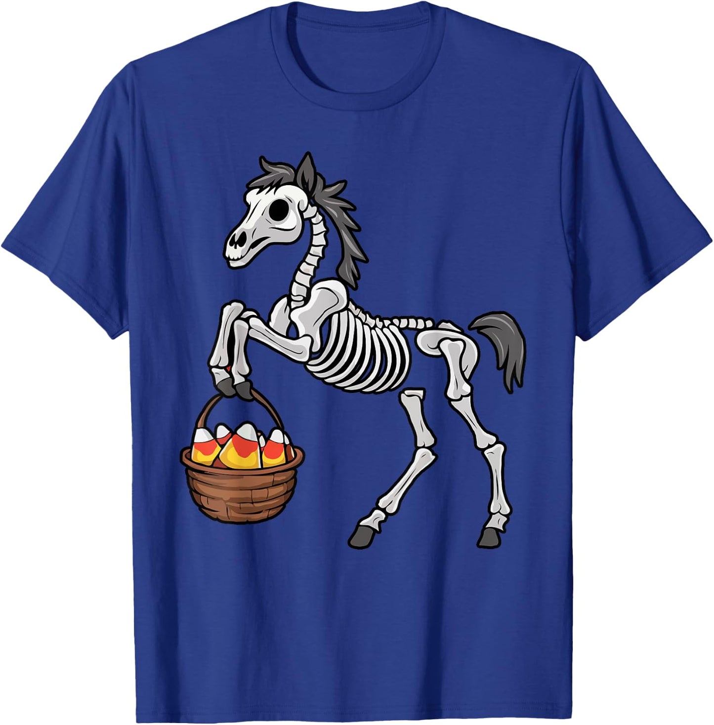 Funny Horse Lover Halloween Skeleton Spooky Candy Corn T-Shirt - T-Shirt | Royal