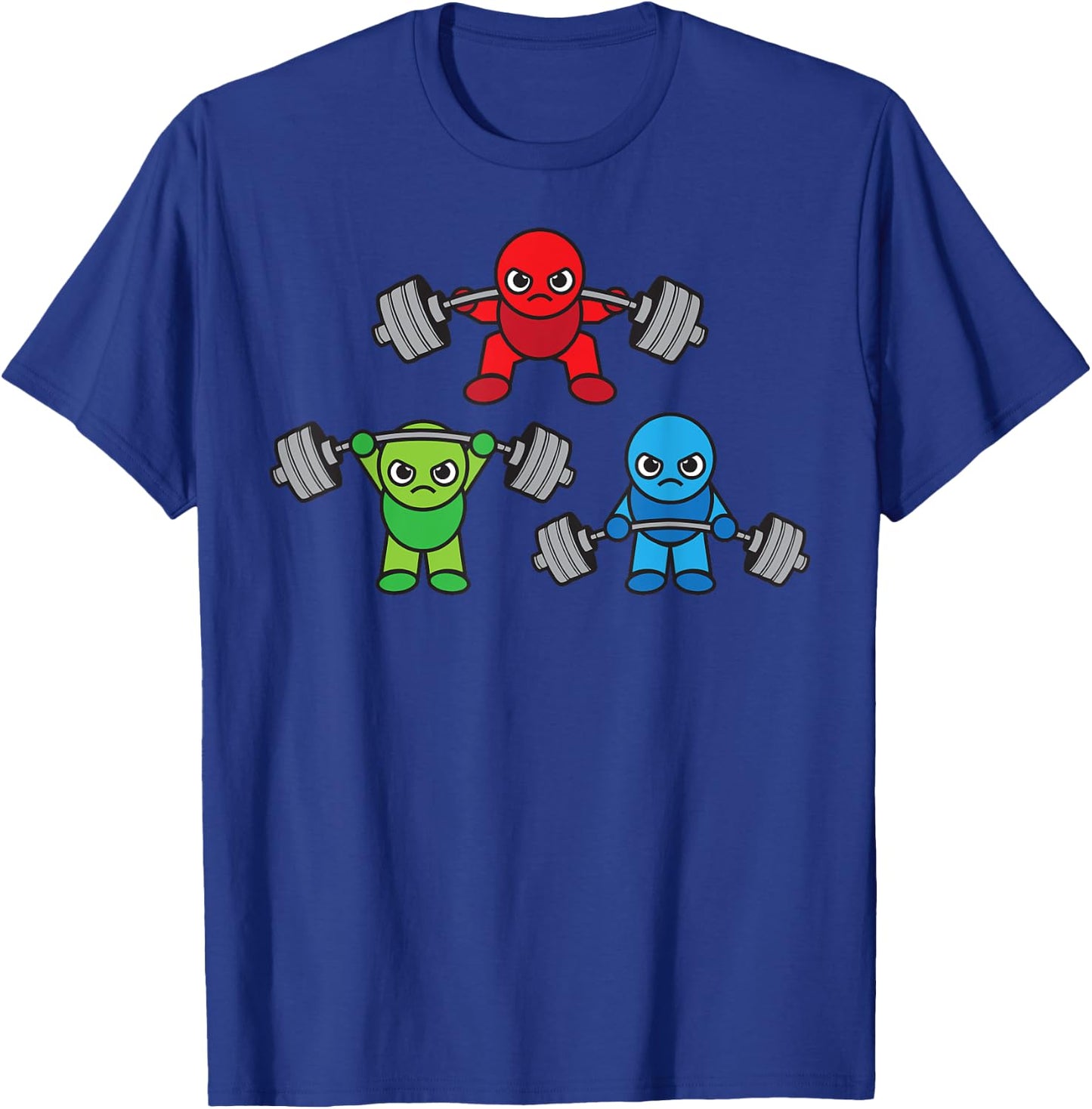 Weightlifting Cartoon Characters Gym T-Shirt - T-Shirt | Royal