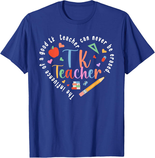 TK Teacher Heart Transitional Kindergarten Teacher T-Shirt - T-Shirt | Royal