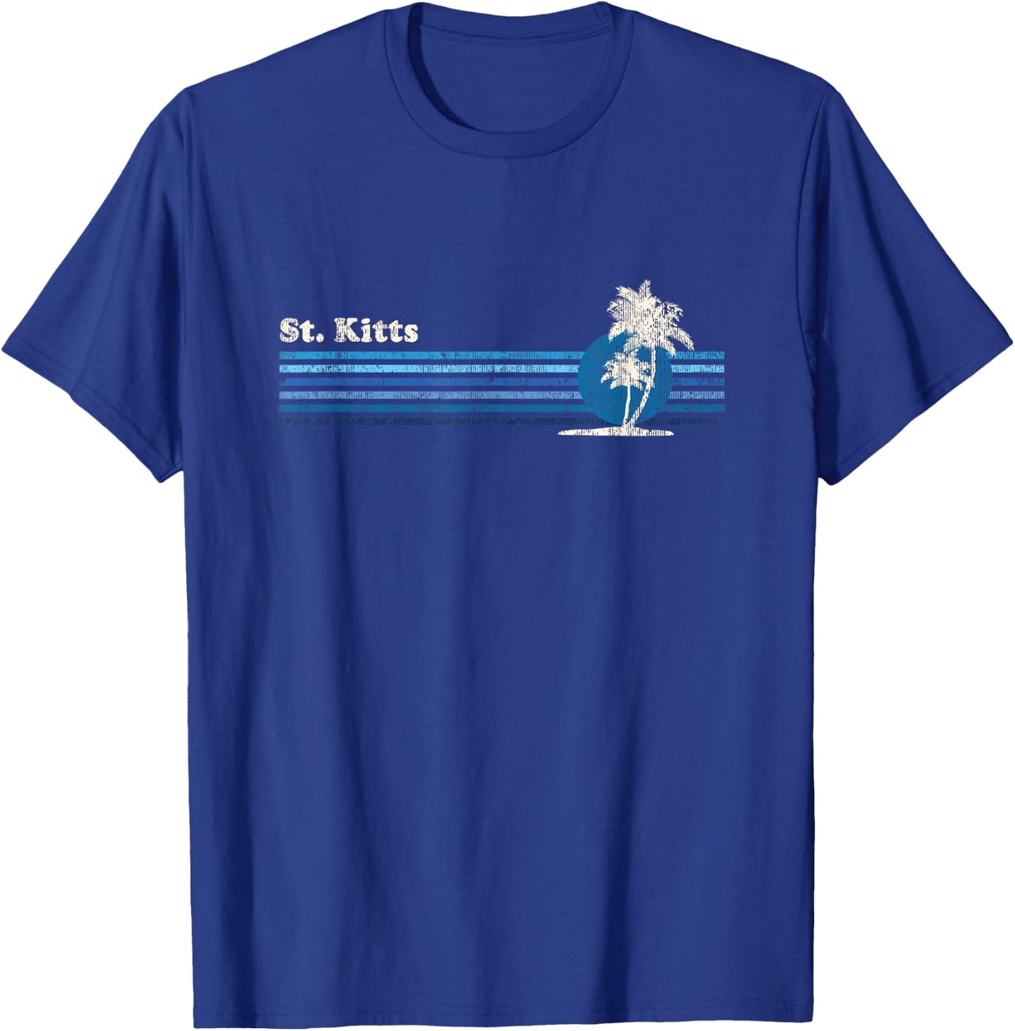 St. Kitts Vintage 80s Palm Trees Sunset T-Shirt - T-Shirt | Royal