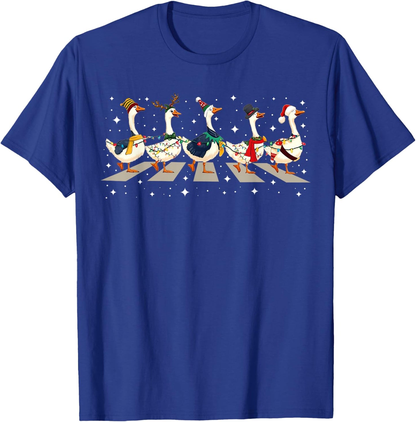 Duck Bird Lover Funny Santa Ducks Crossing Road Christmas PJ T-Shirt - T-Shirt | Royal