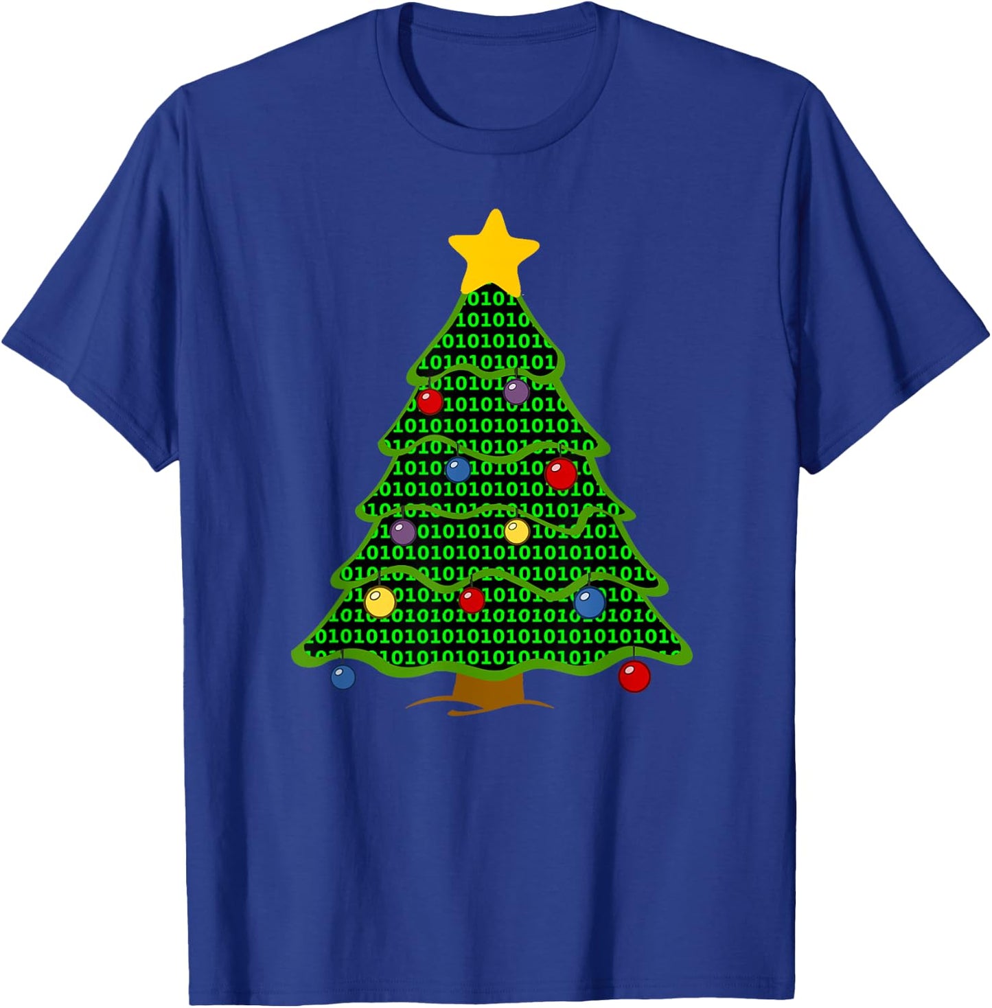 Nerdy Binary Code Christmas Tree computer geek gifts T-Shirt - T-Shirt | Royal