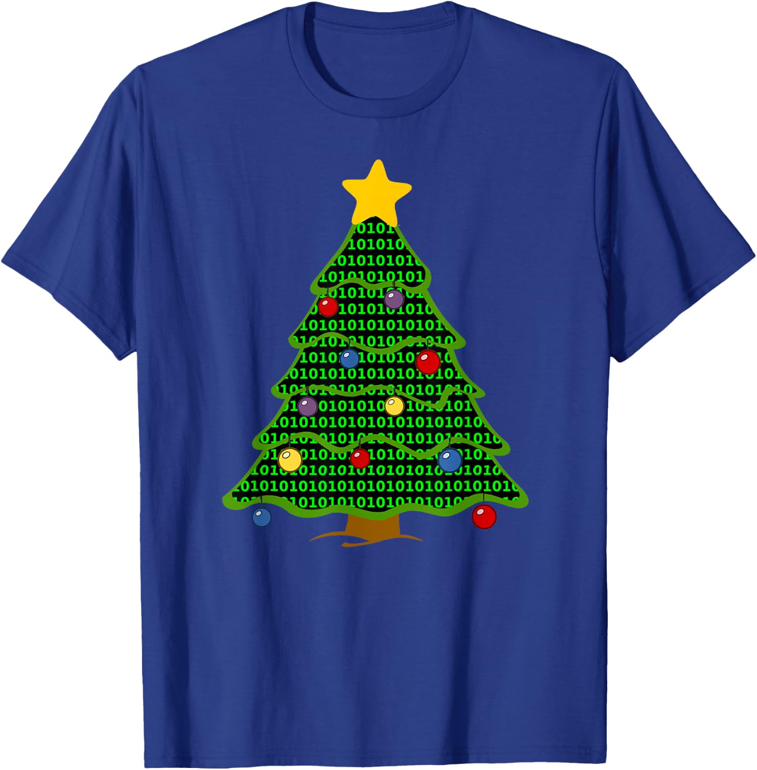 Nerdy Binary Code Christmas Tree computer geek gifts T-Shirt - T-Shirt | Royal