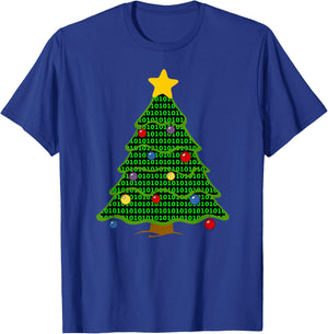 Nerdy Binary Code Christmas Tree computer geek gifts T-Shirt - T-Shirt | Royal