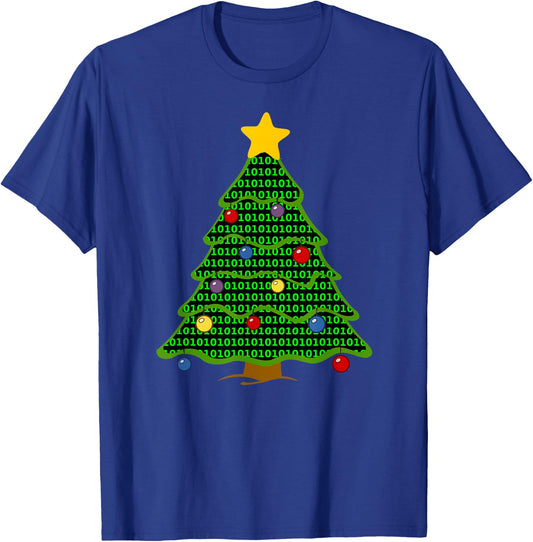 Nerdy Binary Code Christmas Tree computer geek gifts T-Shirt - T-Shirt | Royal