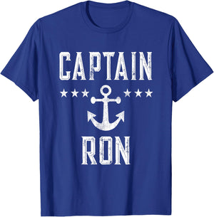 Vintage Captain Ron Family Cruise or Lake Boating T-Shirt - T-Shirt | Royal