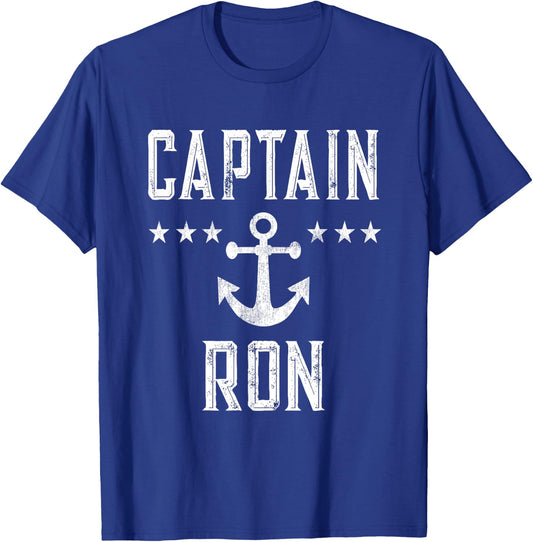 Vintage Captain Ron Family Cruise or Lake Boating T-Shirt - T-Shirt | Royal
