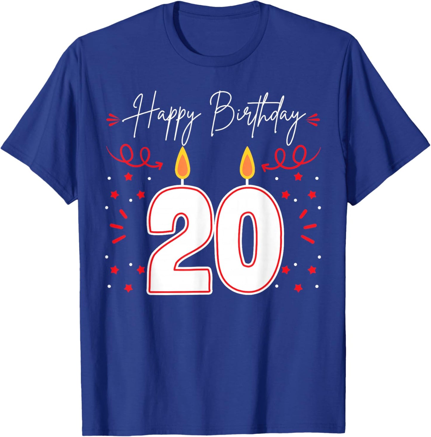 Candle 20 Birthday Party Decoration Wishes Candlelight Cake T-Shirt - T-Shirt | Royal