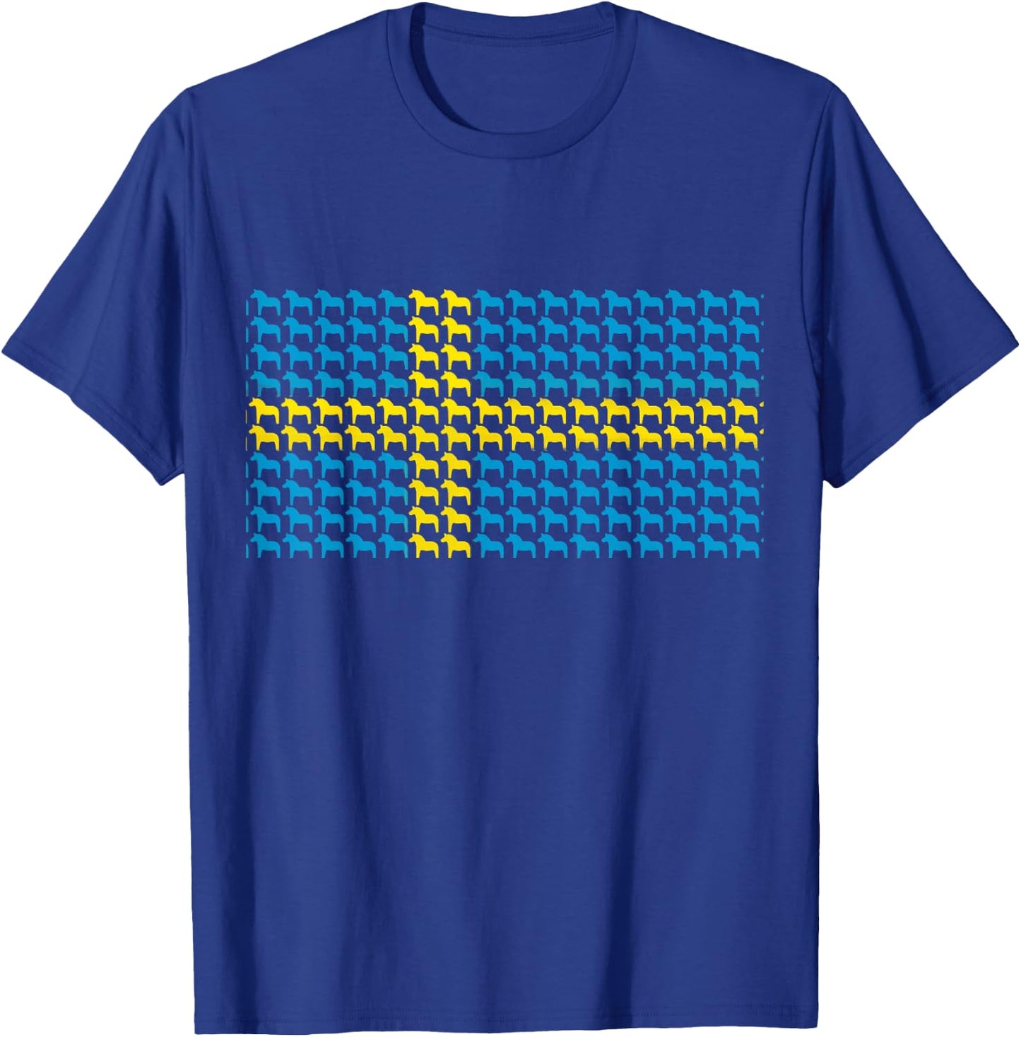 Swedish Flag Dala Horse Design Yellow and Blue T-Shirt - T-Shirt | Royal