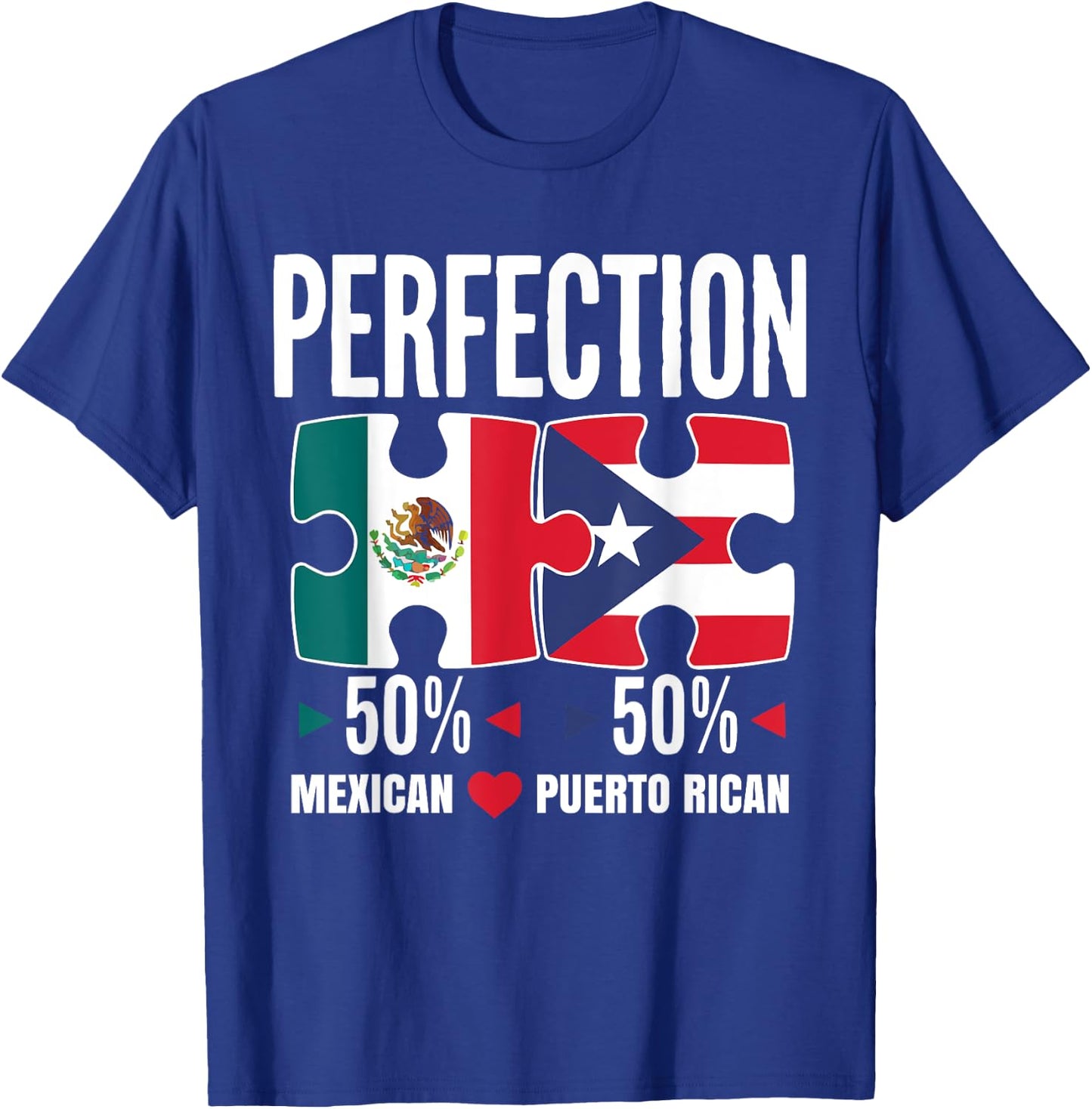 Half Mexican Half Puerto Rican Puerto Rico Flag Mexico T-Shirt - T-Shirt | Royal
