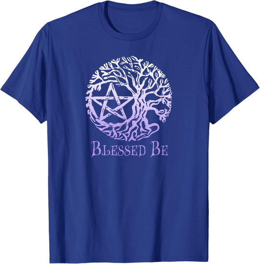 Wiccan and Pagan , Tree of Life Pentacle, Blessed Be T-Shirt - T-Shirt | Royal