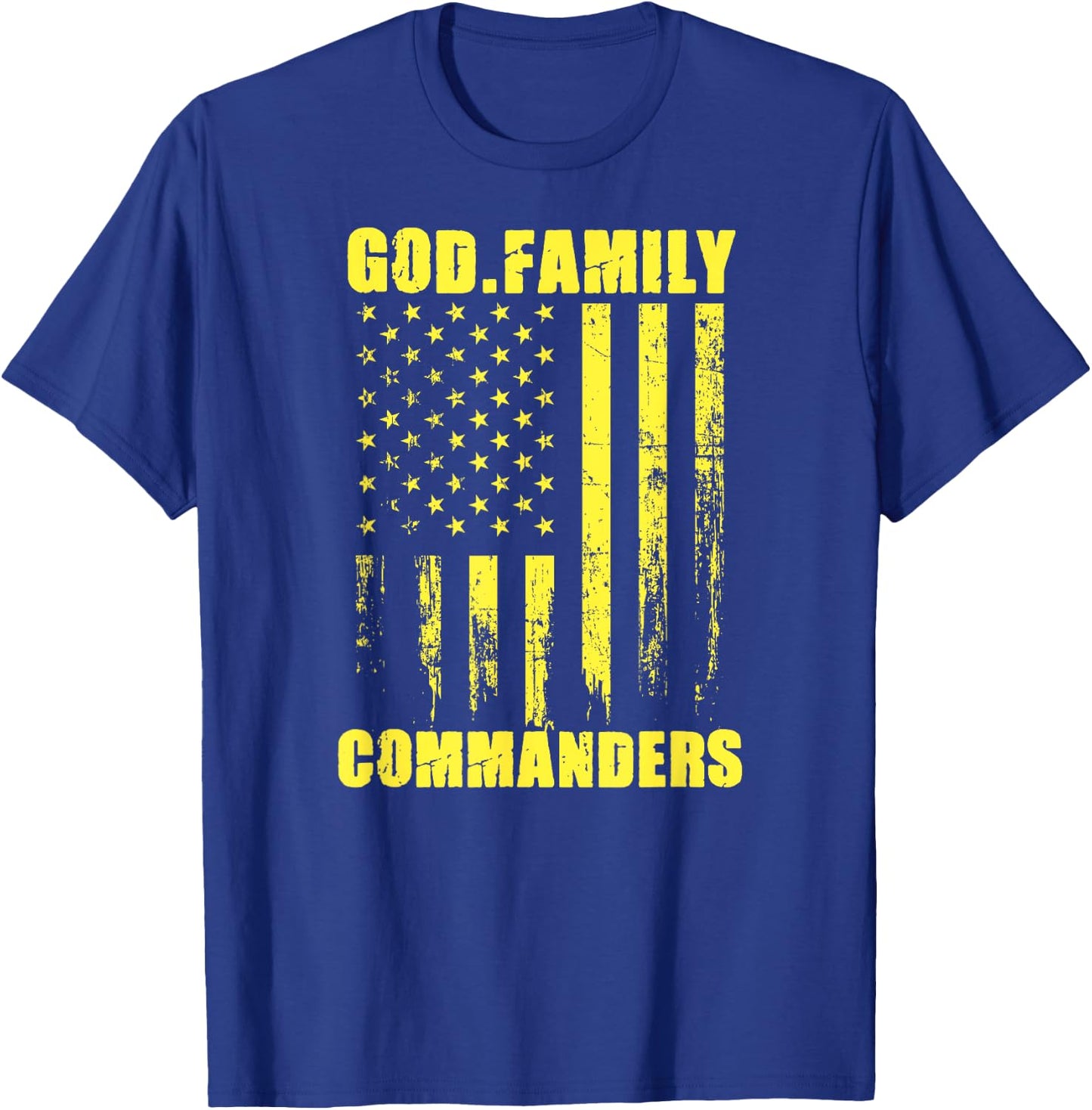 Washington County Commanders God. Family. Vintage USA Flag T-Shirt - T-Shirt | Royal