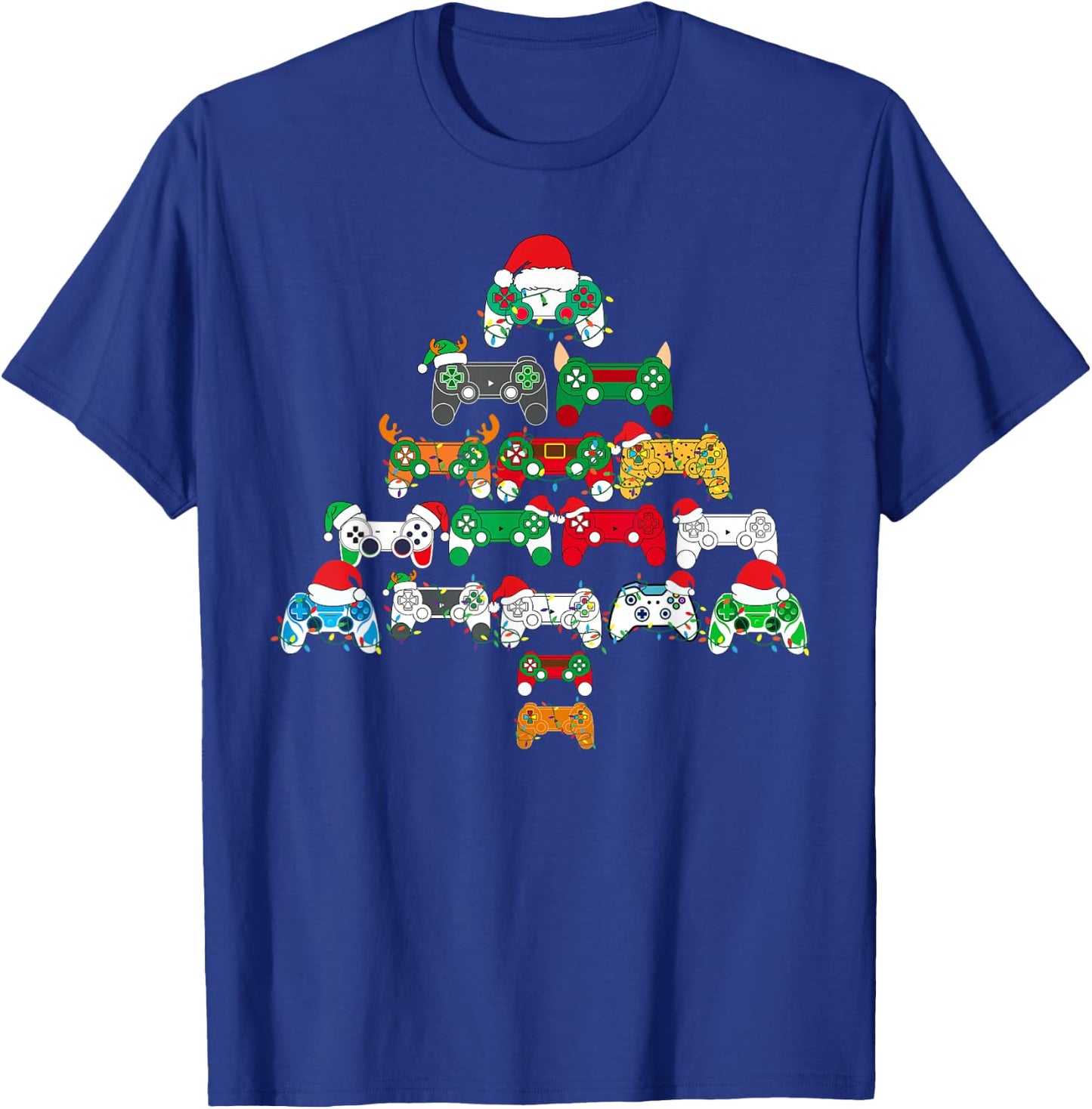Funny Video Game Controller Christmas Tree Gamer Boys Kids T-Shirt - T-Shirt | Royal