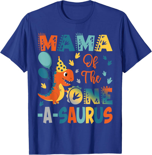Mama Of The One-A-Saurus 2Nd Birthday Dinosaur Party T-Shirt - T-Shirt | Royal