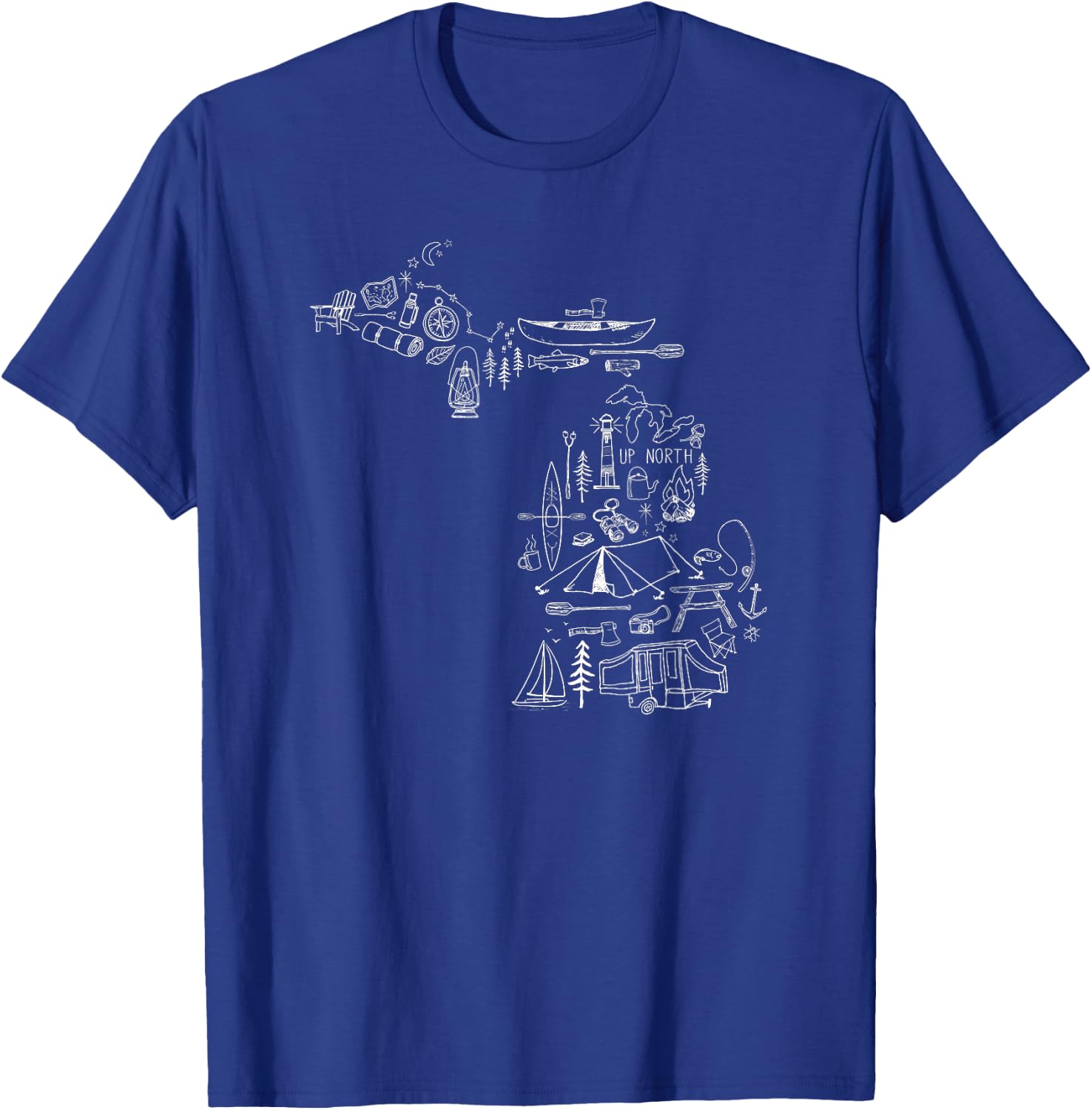Michigan Up North Camping Nature Lake Life Collage T Shirt T-Shirt - T-Shirt | Royal
