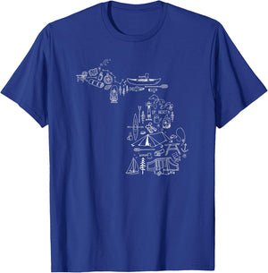 Michigan Up North Camping Nature Lake Life Collage T Shirt T-Shirt - T-Shirt | Royal