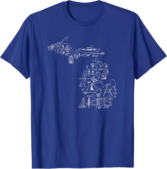 Michigan Up North Camping Nature Lake Life Collage T Shirt T-Shirt - T-Shirt | Royal