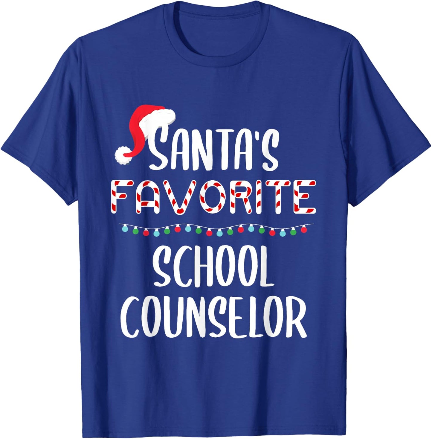 Santas Favorite School Counselor Pajamas Christmas Xmas T-Shirt - T-Shirt | Royal