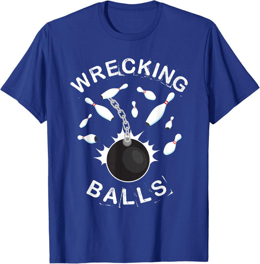 Funny Bowling Shirt or Women | Wrecking Balls T-Shirt - T-Shirt | Royal