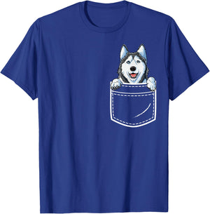 Siberian Husky in Your Front Pocket T Shirt Dog Lover Gifts T-Shirt - T-Shirt | Royal