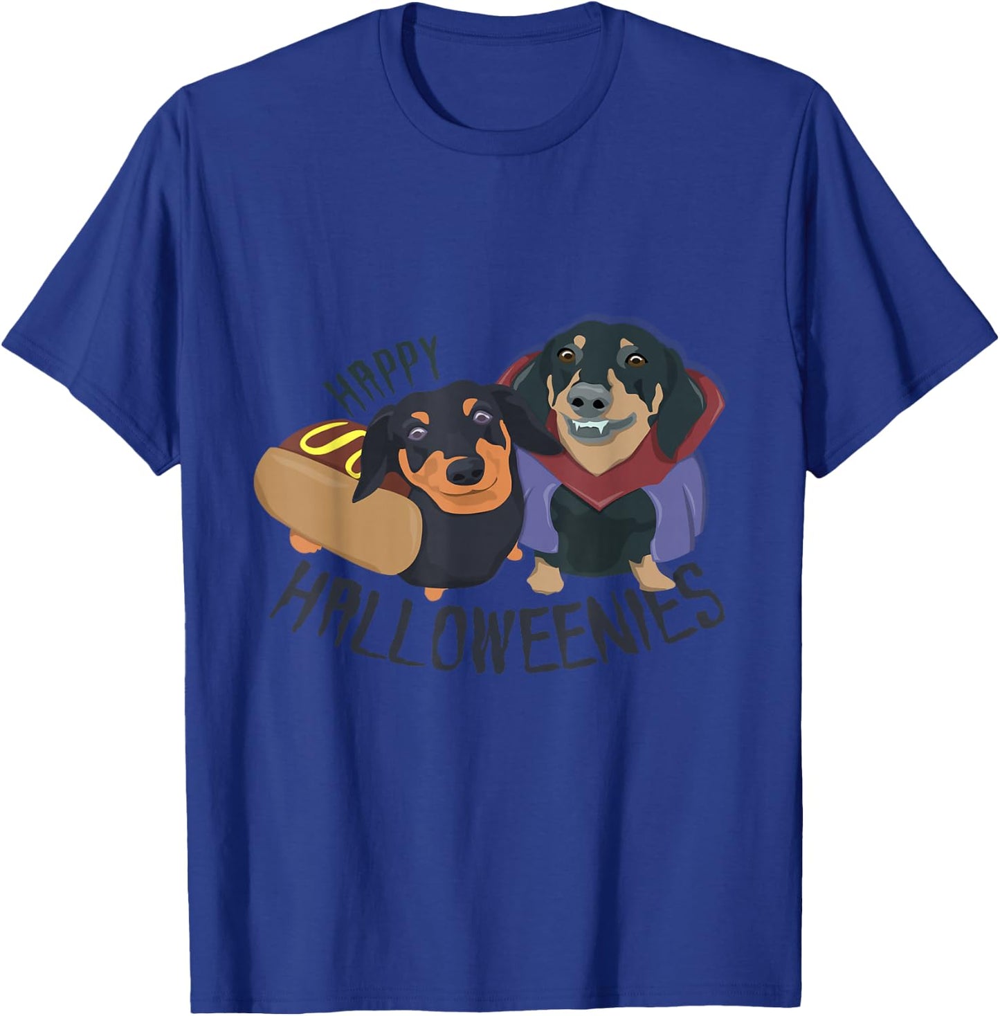 Happy Halloweenies Halloween Dachshund Weiner Dogs T-Shirt - T-Shirt | Royal