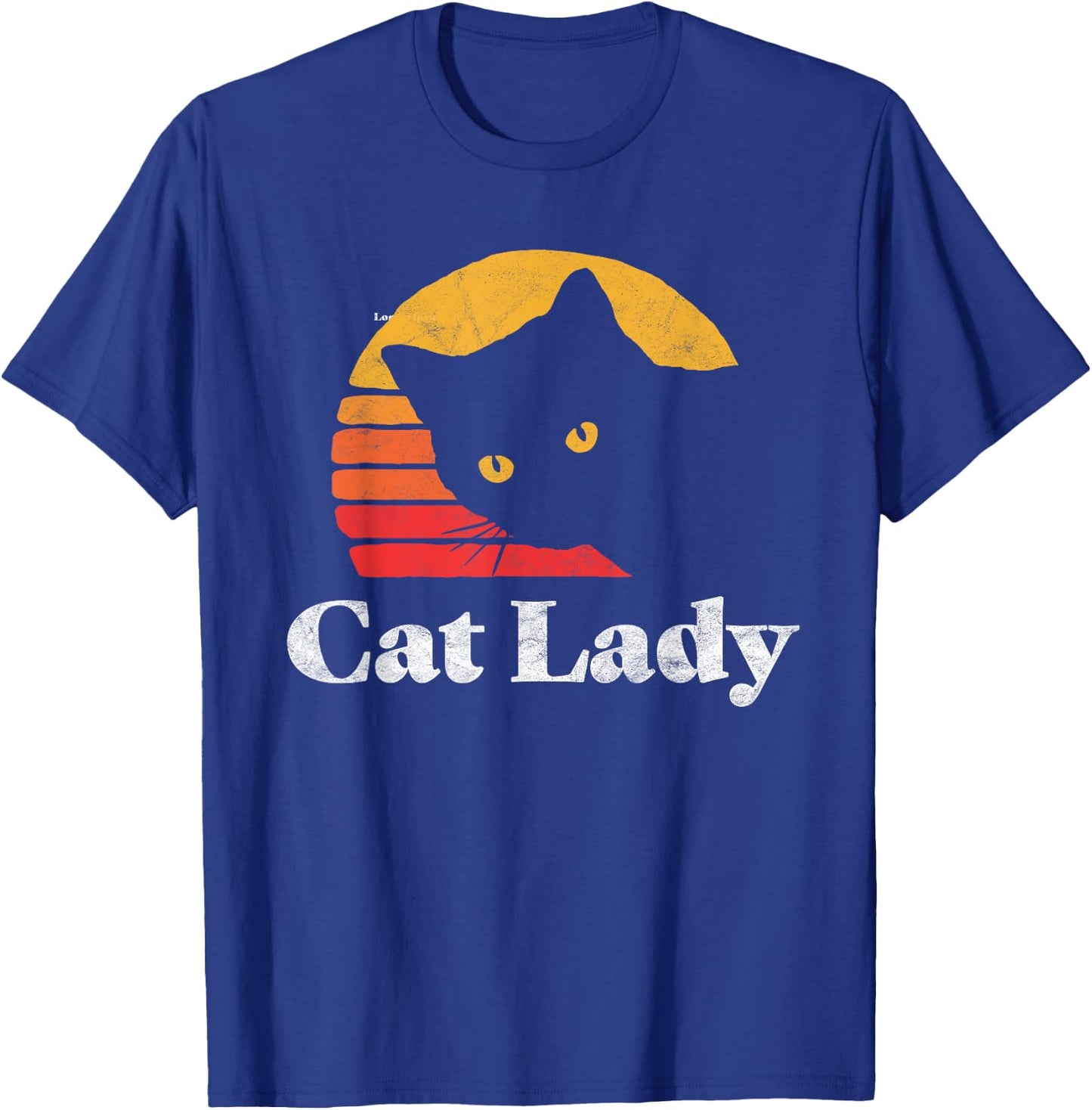 Vintage Retro Style Cat Lady 80's T-Shirt - T-Shirt | Royal