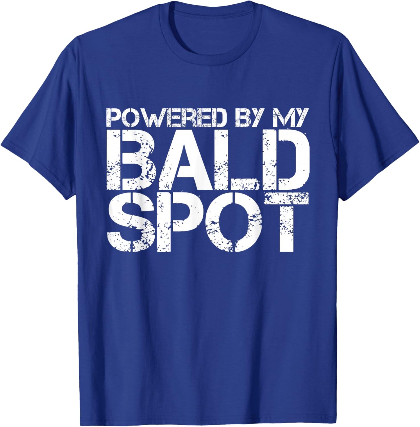 Gag Gift Bald Man Funny Hair Loss Shirt Powered T-Shirt - T-Shirt | Royal
