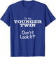 Shirts for Twins Gift Twin for Adults Teens or Kids - Younger Twin - Black - Small - Short Sleeve - Fitted - Cotton 90%, Polyester 10% T-Shirt - T-Shirt | Royal
