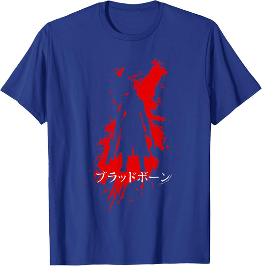 Bloodborne Splatter Kanji Silhouette Video Game T-Shirt - T-Shirt | Royal