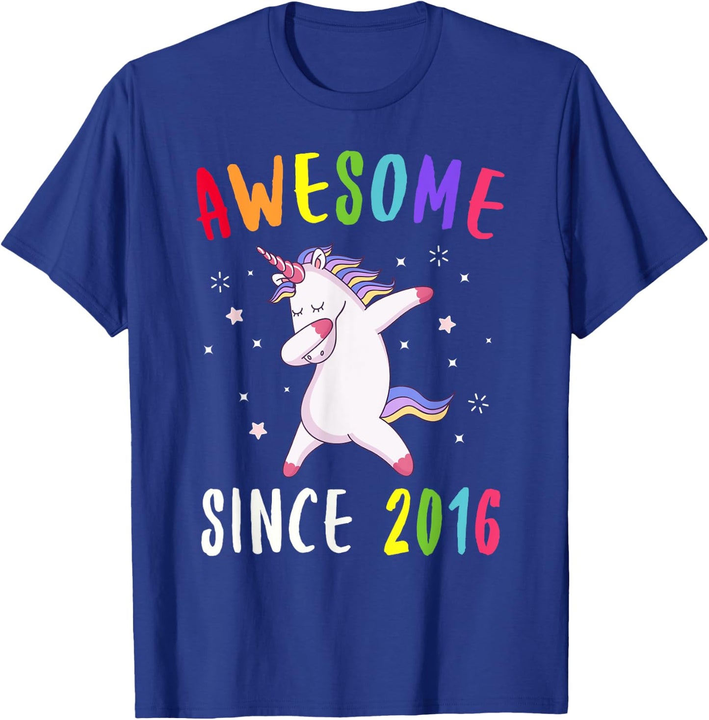 Awesome Since 2016 Dabbing Unicorn T-Shirt - T-Shirt | Royal