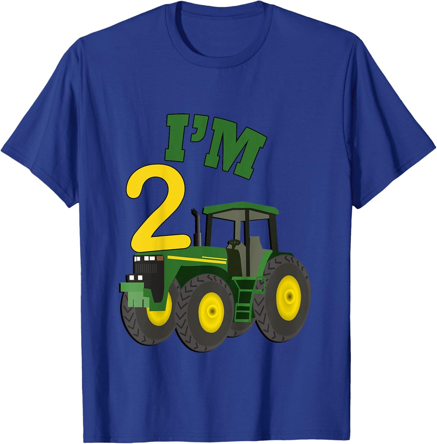 Birthday 2 Yr Old Farming Tractors Truck Birthday Gift T-Shirt - T-Shirt | Royal
