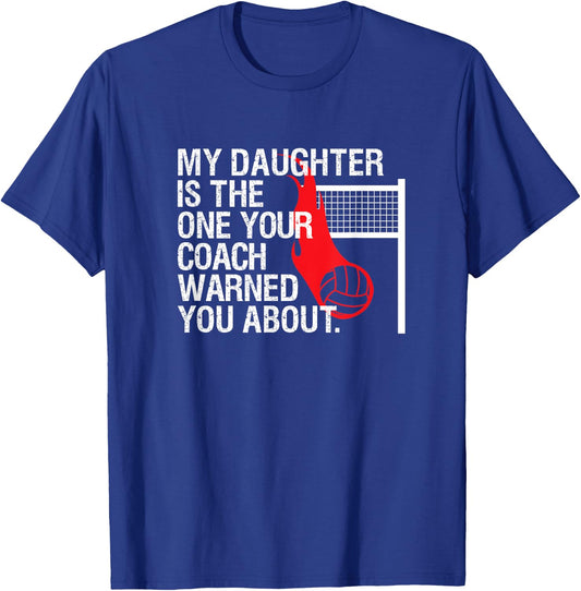 Funny Volleyball Mom Dad Parent Shirt Gift, Daughter Player T-Shirt - T-Shirt | Royal