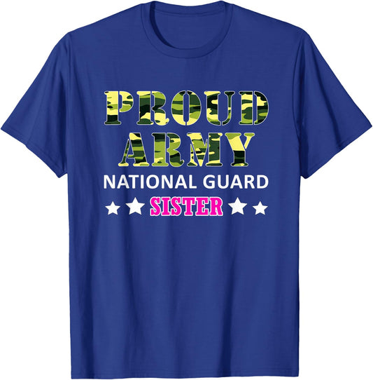 Proud Army National Guard Sister US Military T-Shirt - T-Shirt | Royal
