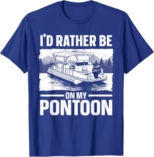 Pontoon Boat Art Women Lake Pontoon Boat Captain T-Shirt - T-Shirt | Royal
