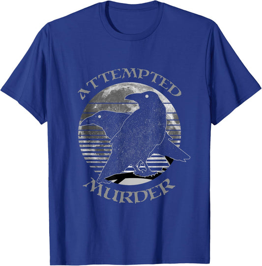 Raven Crow Retro Moon Attempted Murder Wiccan Pagan Gift T-Shirt - T-Shirt | Royal